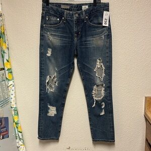 NWT AG Denim The Ex-Boyfriend Slouchy Slim Distressed - Size 27